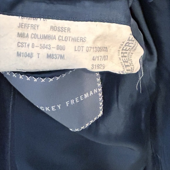 Hickey Freeman Loro Piana 130s Wool Suit Jacket 44L Navy Blue White Pinstripe - Picture 8 of 11